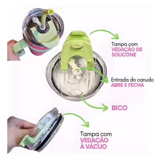 Copo Térmico Com Alça e Canudo 1200ML - MimoHouse