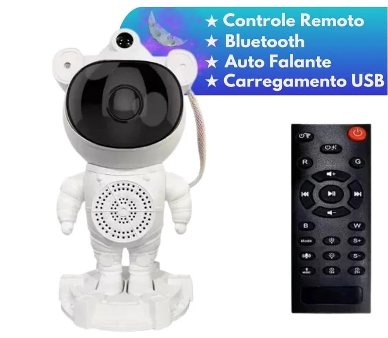 Luminária Projetor Astronauta Caixa de Som Bluetooth com Controle- Galáxia Estrelas - MimoHouse