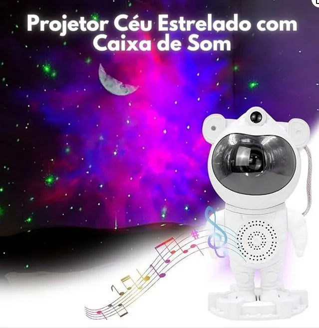 Luminária Projetor Astronauta Caixa de Som Bluetooth com Controle- Galáxia Estrelas - MimoHouse