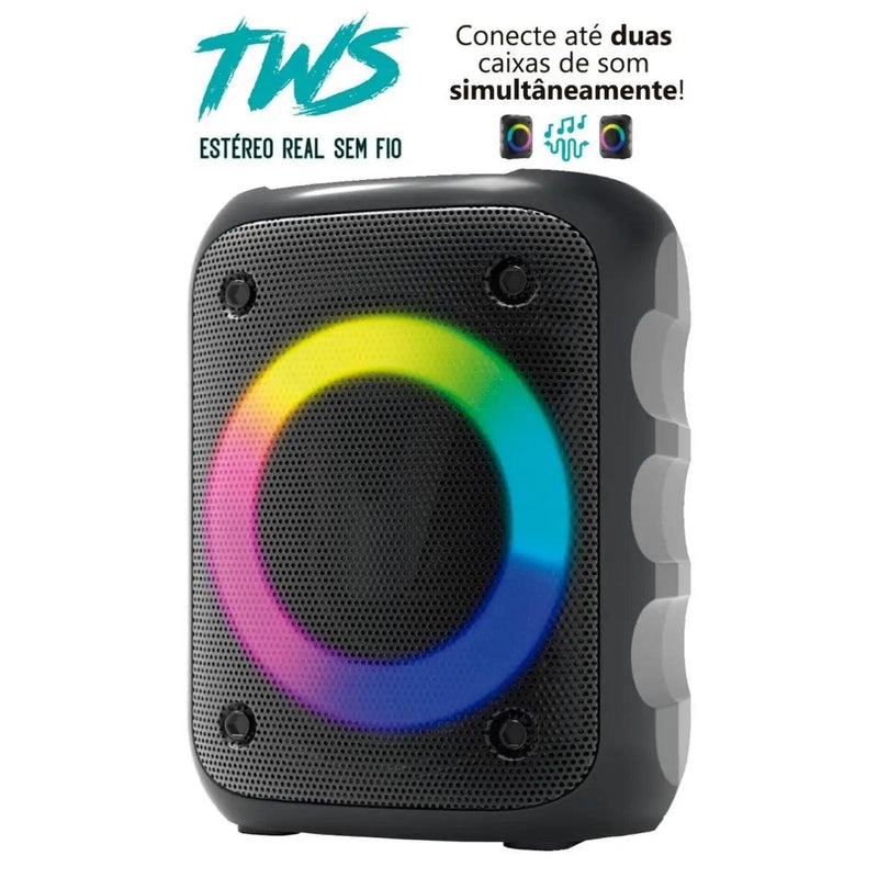 Caixa de som Bluetooth LED RGB TWS Estéreo Sem Fio 10W - MimoHouse