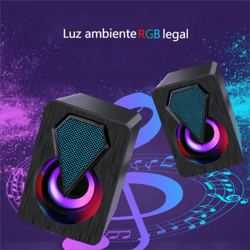 Caixa de som XTRAD RGB Estéreo 2.0 Para PC Notebook - MimoHouse