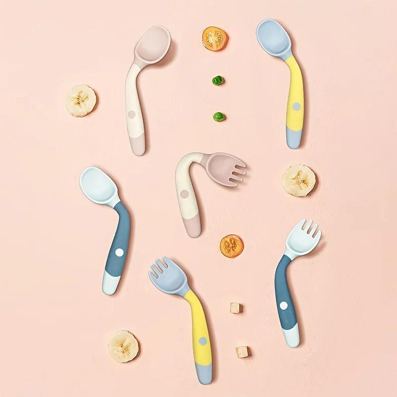Conjunto de Talheres de Treinamento Dobrável Para Bebê em Silicone - MimoHouse