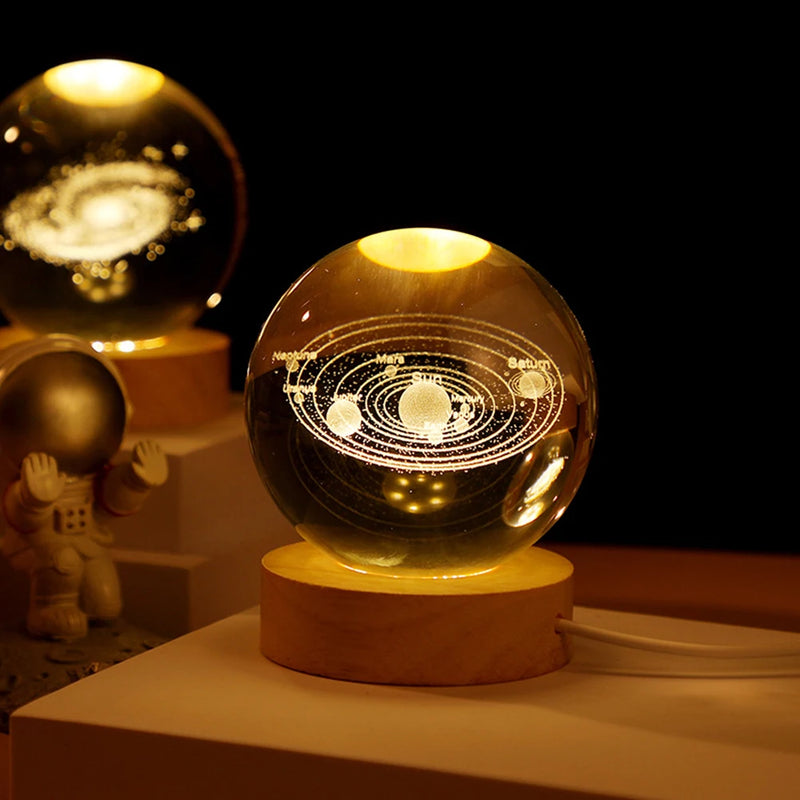 Bola de Cristal Luz Noturna Galáxia/Astronauta/Lua - MimoHouse