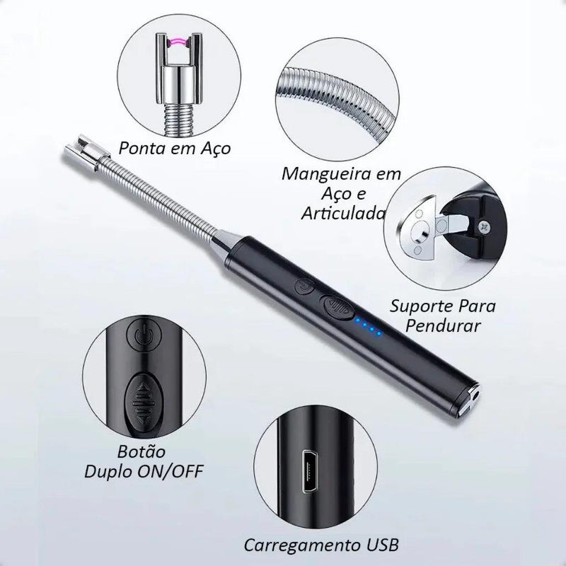 Acendedor Elétrico Recarregável por USB Luxo - MimoHouse