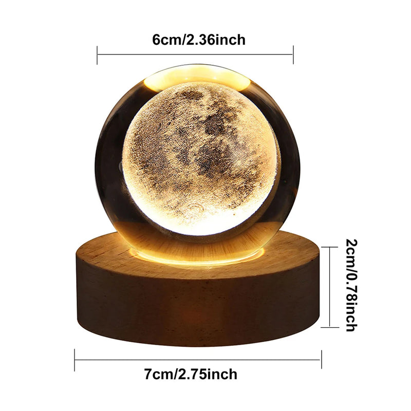 Bola de Cristal Luz Noturna Galáxia/Astronauta/Lua - MimoHouse