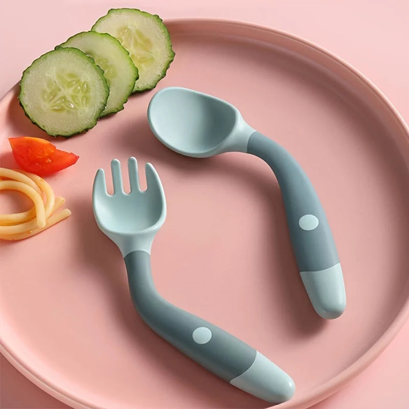 Conjunto de Talheres de Treinamento Dobrável Para Bebê em Silicone - MimoHouse