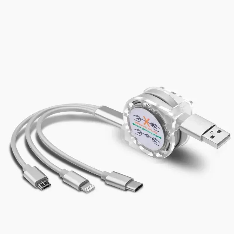 Cabo de Carregamento Micro USB Retrátil 3 em 1 - MimoHouse